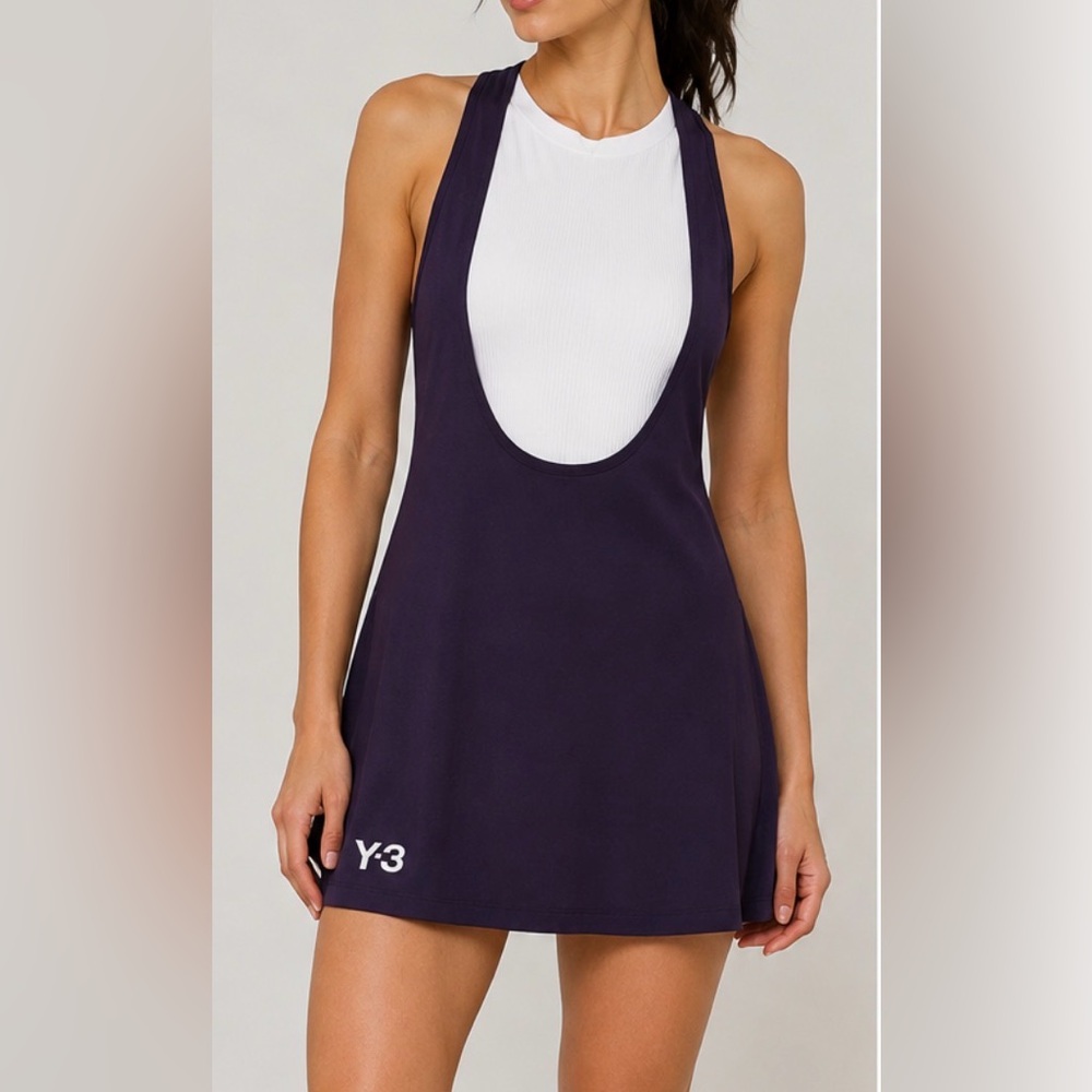 Y-3 Yohji Yamamoto Women’s Tennis Bib Dress Romper Purple Size S NWT